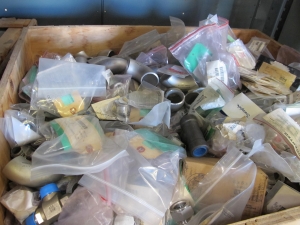 LOT TO INCLUDE: (1 LARGE BOX) MISC. PIPE FITTINGS, COUPLINGS, CAP PIPE. ETC.. LOADING & HANDLING FEE $15-4169